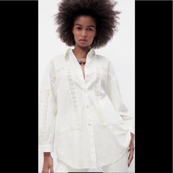 Zara Embroidered Button down shirt - Picture 2 of 3